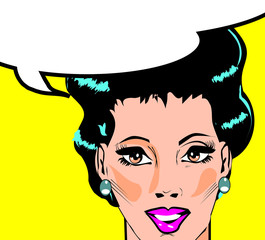 Illustration vectorielle de femme dans un style pop art/bande dessinée.