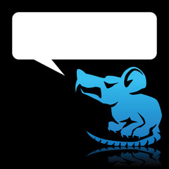 Angry cartoon blue rat with space for text.
