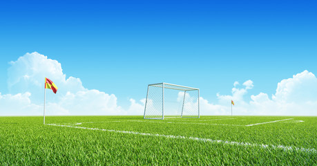 Soccer (Football) goal on playing field. Sport Background