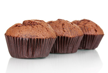 Fresh muffins isolated on white