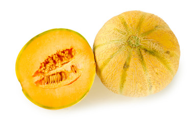 cut melon isolated on white