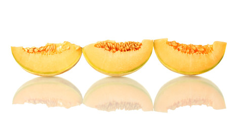 slices of melon isolated on white
