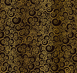 Seamless golden curly pattern. Vector illustration