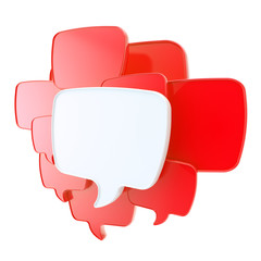 Cloud of speech text bubbles as copyspace plate isolated