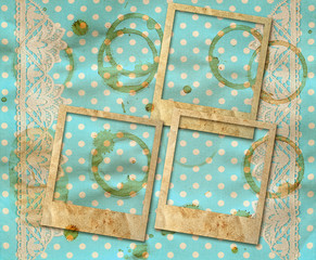 old photo frames over dirty blue background