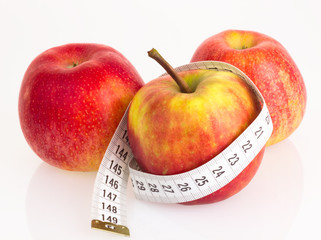 apples with measuring tape