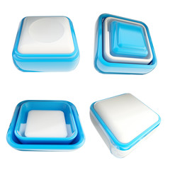 Set of blue template buttons isolated