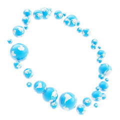 Round circle frame made of earth spheres