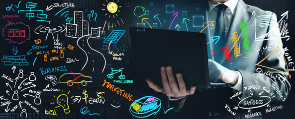 Businessman working on new ideas