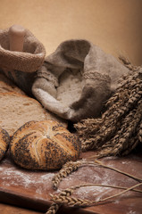 Country theme with bread and cereals