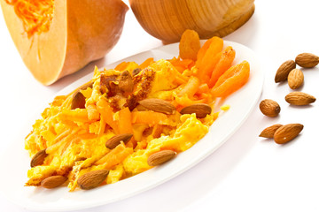 sweet omelette with pieces of pumpkin