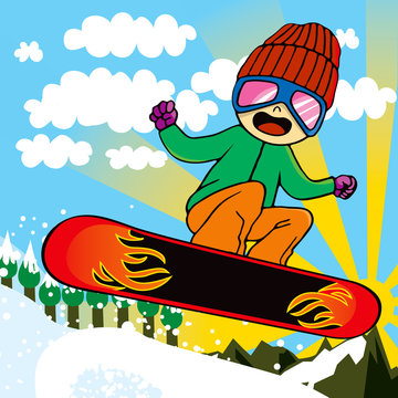 Active Snowboarder Kid