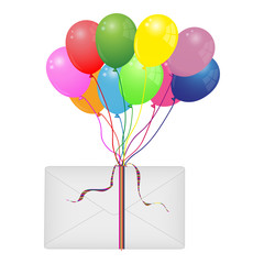 colorful balloons and envelope