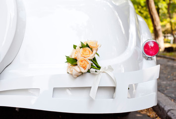 Vintage Wedding Car Decorated with Flowers