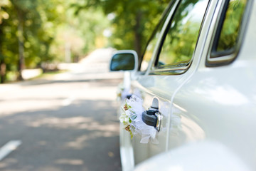 Vintage Wedding Car Decorated with Flowers