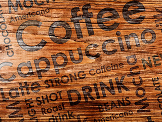 sorts of coffe on wood background