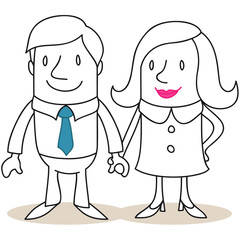 Figur, Mann, Frau, Paar, Händchen haltend