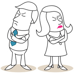 Figur, Mann, Frau, beleidigt, Streit