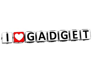 3D I Love Gadget Button Click Here Block Text