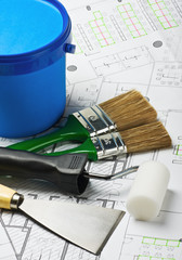 brushes and rollers with other tools to repair