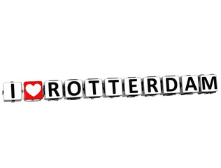 3D I Love Rotterdam Button Click Here Block Text