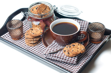 Fresh breakfast, coffee and cookies