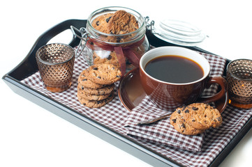 Fresh breakfast, coffee and cookies