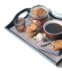Fresh breakfast, coffee and cookies