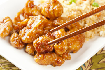Homemade Orange Chicken with Rice