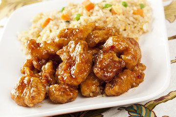 Homemade Orange Chicken with Rice