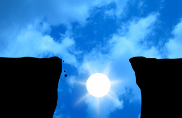 space between cliffs