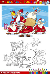 Cartoon Santa Claus Group for Coloring
