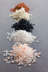 Still life with various types of salt