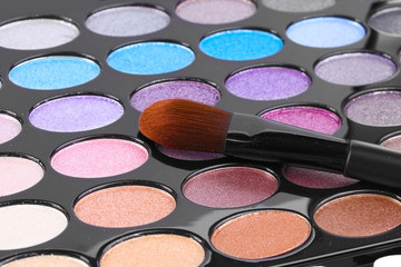 Bright eye shadows close-up