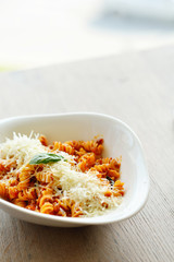 spaghetti pasta with tomato beef sauce