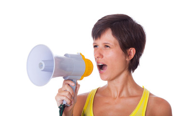 Young Woman Talking Through Megaphone