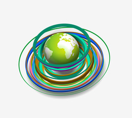 swirl wave globe design element.