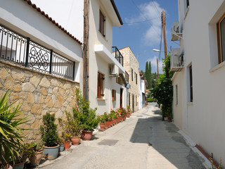 Typical street in Omodos village, Cyprus