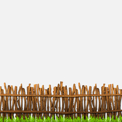 Rustic fence with grass