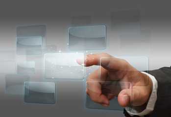 hand pushing touch screen interface