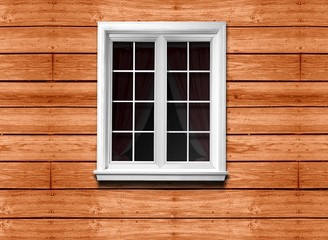 window and wooden wall