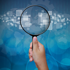 Blank in Magnifying glass screen interface background