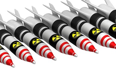 Nuclear bomb with radiation icon