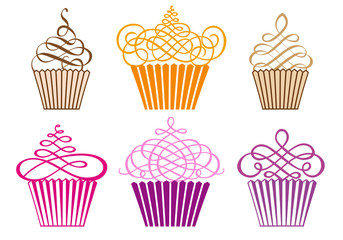 set of cupcakes, vector