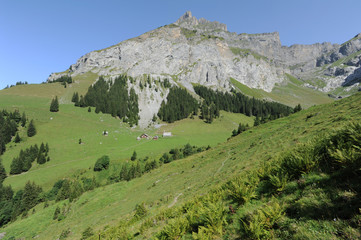 Fototapeta na wymiar Góra Hanen w Engelbergu w szwajcarskich Alpach
