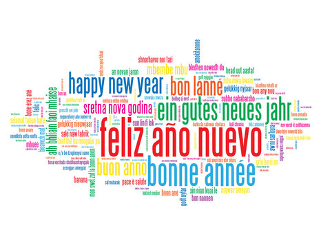 Nube de Palabras "FELIZ AÑO NUEVO" (happy new year bonne année)