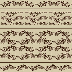 2 Vintage Borders and 2 Seamless Patterns