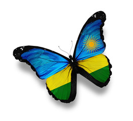 Rwanda flag butterfly, isolated on white