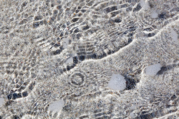 Textur von Meerwasser durch das der Sand durchscheint