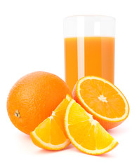Orange  juice glass  and orange fruit